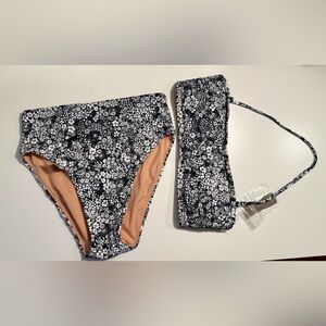 J. Crew Black and White Floral Bikini